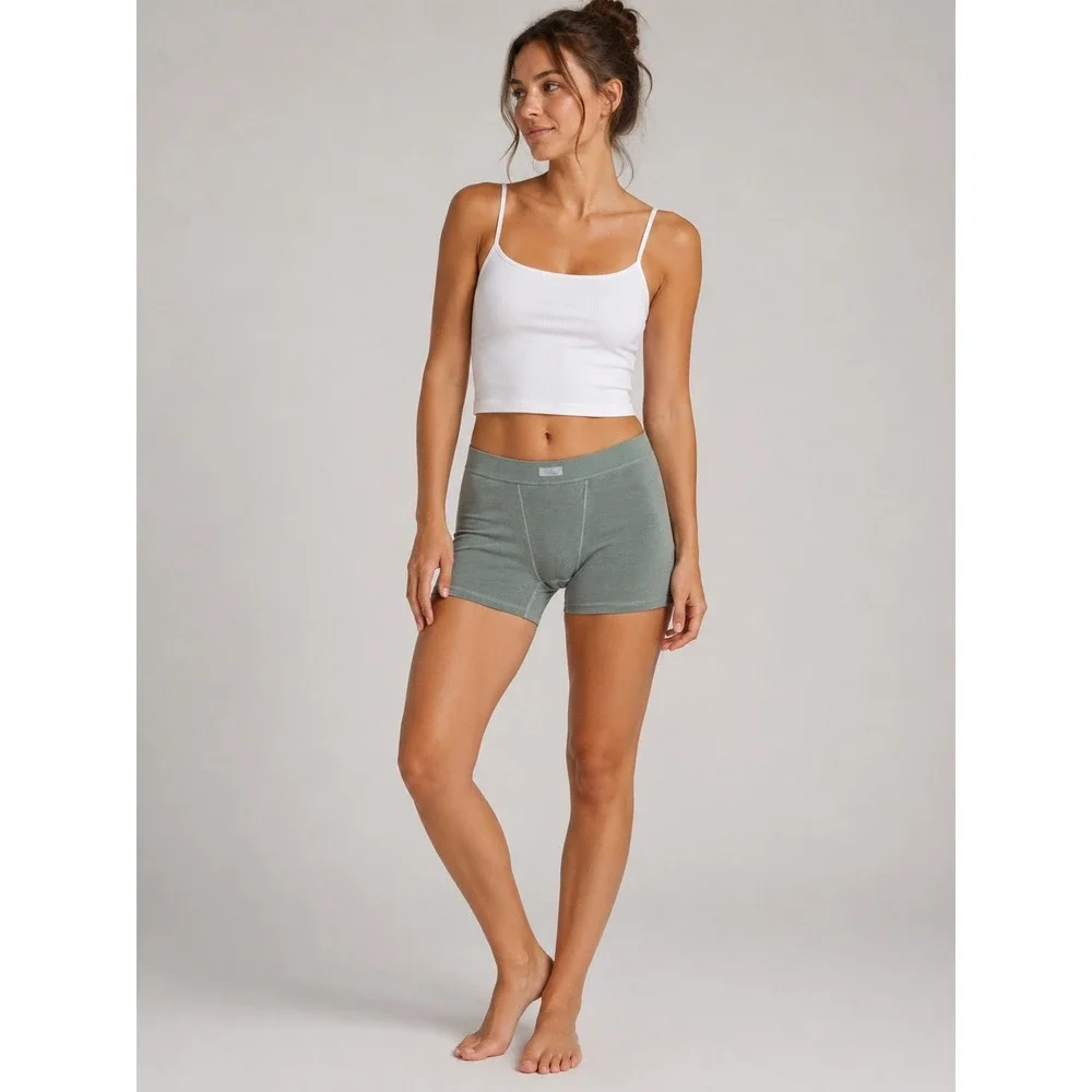 SKIMS Cotton Jersey Boxer Sage Green High Waisted Loungewear Shorts‎ 4XL NWT